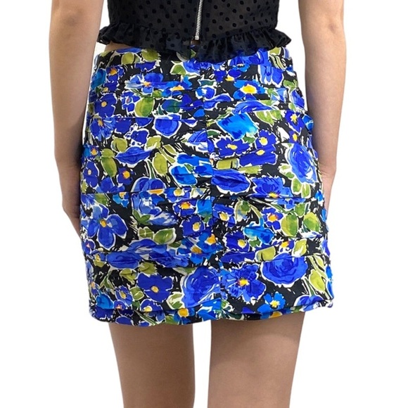 ZARA Floral Blue and green floral mini skirt XL - Picture 5 of 8
